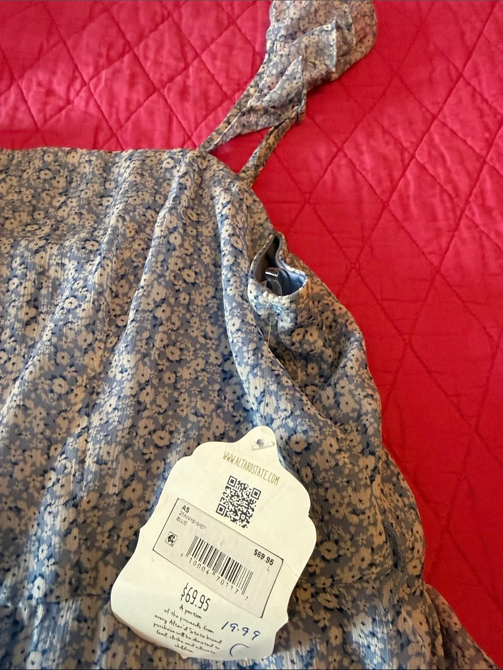 Altar'd State Blue Floral Ruffle Summer Dress